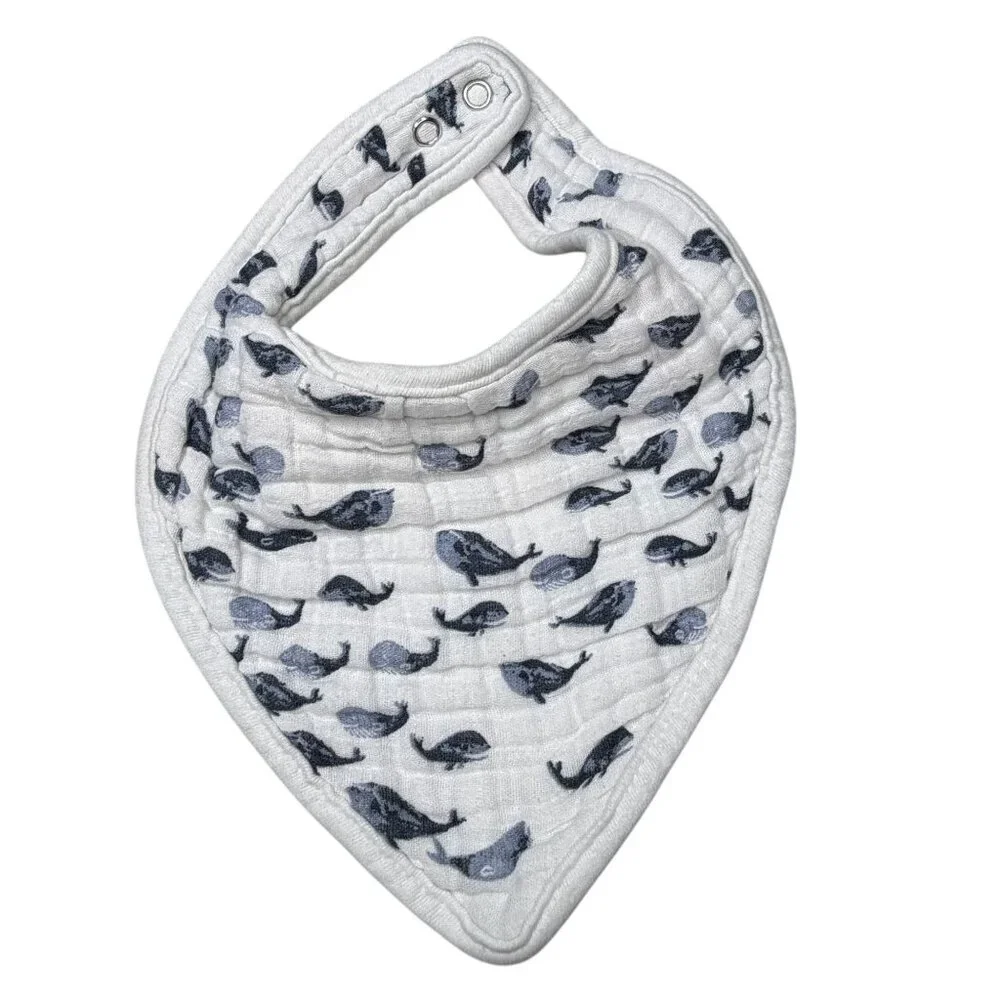 Pottery Barn Kids Muslin Baby Bibs Nautical Blue White Whale